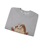 Leopard Print Horse & Dog Crewneck Sweatshirt | Autumn Pumpkins Floral