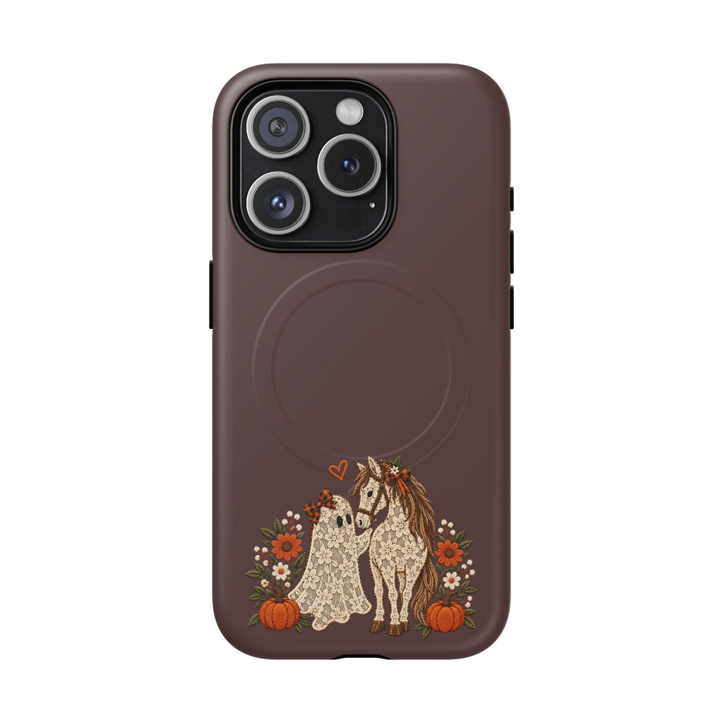 Boho Horse Couple Phone Case | Tough Magnetic Case, Fall Floral Pumpkin