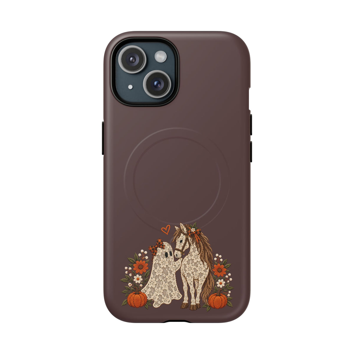 Boho Horse Couple Phone Case | Tough Magnetic Case, Fall Floral Pumpkin