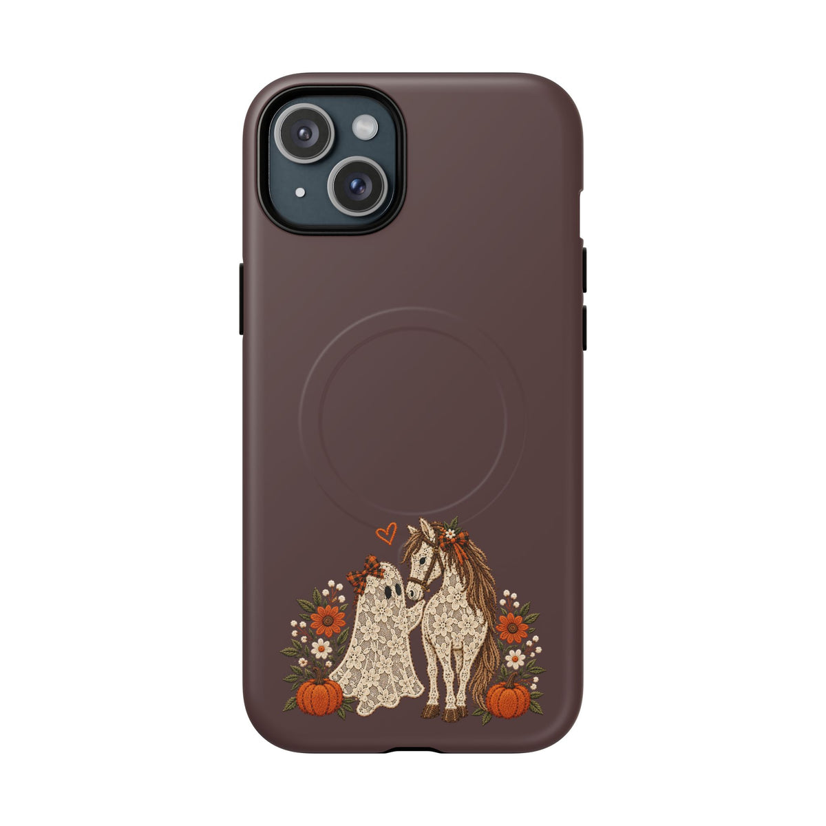 Boho Horse Couple Phone Case | Tough Magnetic Case, Fall Floral Pumpkin
