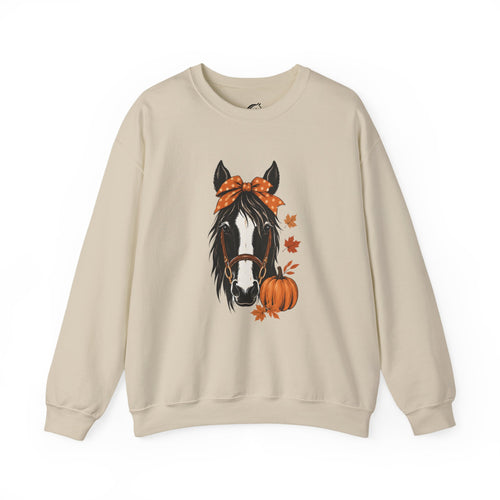 Autumn Horse with Pumpkin Sweatshirt | Fall Horse Face, Leaves
