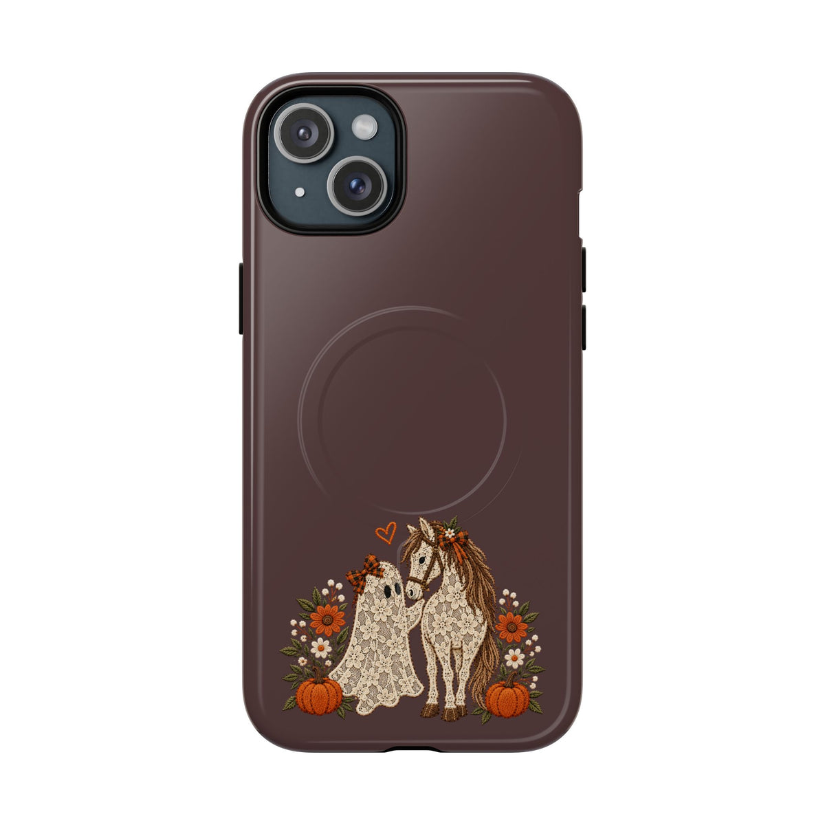 Boho Horse Couple Phone Case | Tough Magnetic Case, Fall Floral Pumpkin