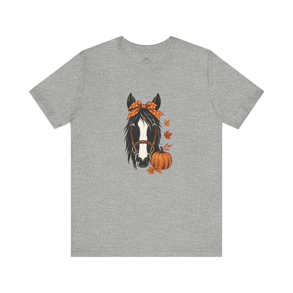 Autumn Horse Pumpkin T-Shirt | Fall Leaves Bandana Horse Tee