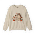 Leopard Print Horse & Dog Crewneck Sweatshirt | Autumn Pumpkins Floral
