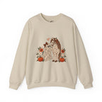 Leopard Print Horse & Dog Crewneck Sweatshirt | Autumn Pumpkins Floral